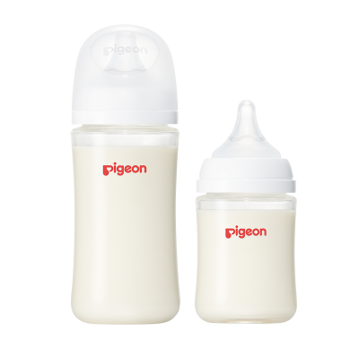 Pigeon贝亲婴儿宽口径玻璃奶瓶套装160ml+240ml新生儿自然实感