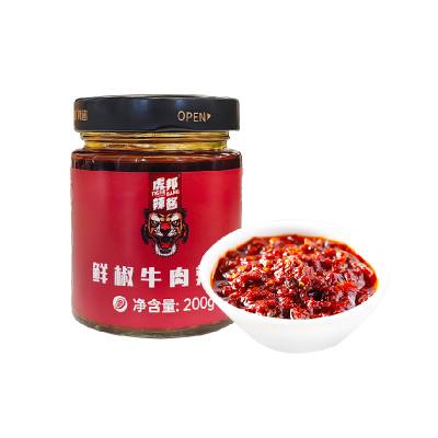 虎邦辣酱鲜椒牛肉辣酱200g×1瓶下饭菜辣椒酱 拌面酱 下饭酱 辣酱