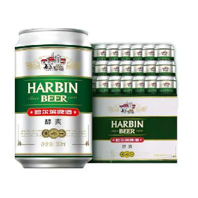 【聚划算】Harbin Beer/哈尔滨啤酒哈啤醇爽9度330ml*24听冰爽新鲜啤酒整箱
