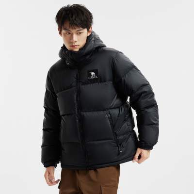 【聚划算】骆驼黑钻5PLUS 男装羽绒服加厚保暖连帽拒水羽绒服面包服短外套冬