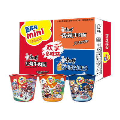 康师傅方便面迷你杯红烧+香辣+鲜虾