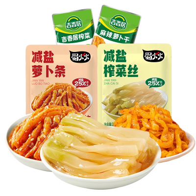 【全家福25袋】吉香居榨菜真芯豇豆萝卜干减盐咸菜佐餐小袋组合