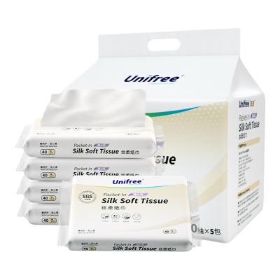 unifree婴儿抽纸宝宝专用柔纸巾40抽5包新生儿面巾纸儿童乳霜纸巾