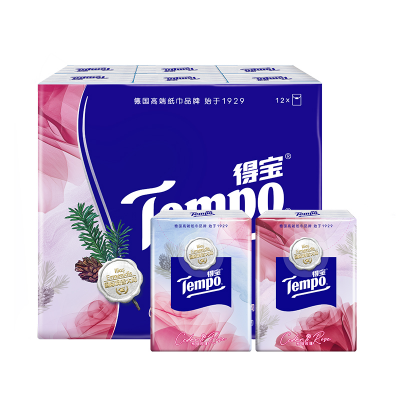 新品tempo得宝黄油小熊赛车对半撕手帕纸4层加厚36包K