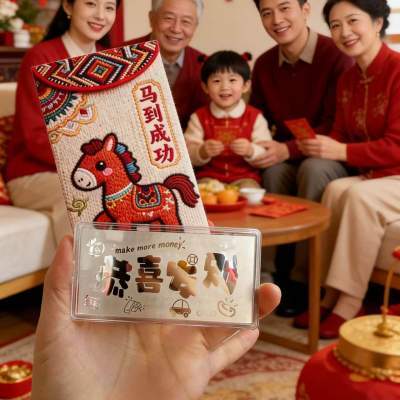 2026 新年礼物银钞新年快乐压岁钱过年红包银箔礼品