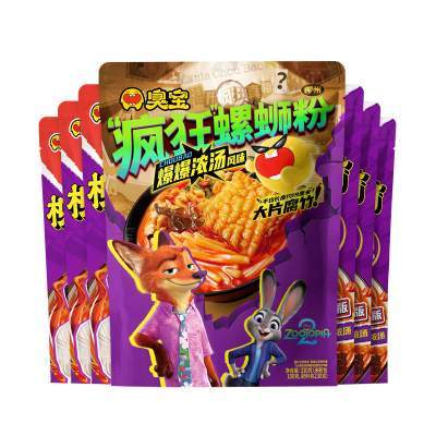 【疯狂动物城合作款】臭宝疯狂螺蛳粉大片腐竹330g*1袋欢享版*6袋