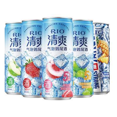 RIO锐澳预调鸡尾酒低度酒5度清爽8度强爽330m*5罐气泡果酒甜酒