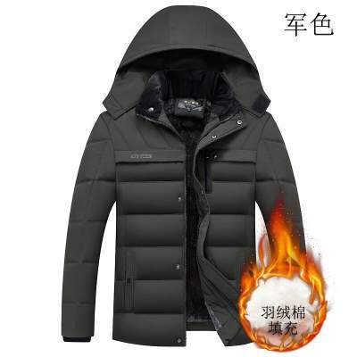 虎迹冬季防风加绒加厚羽绒棉连帽子外套