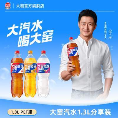 吴京代言大窑果汁汽水嘉宾荔想碳酸饮料1.3L分享装*2瓶